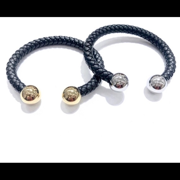 Stainless Steel Plain Ball LEATHER MEN CUFF BRAC. - Picture 5 of 8